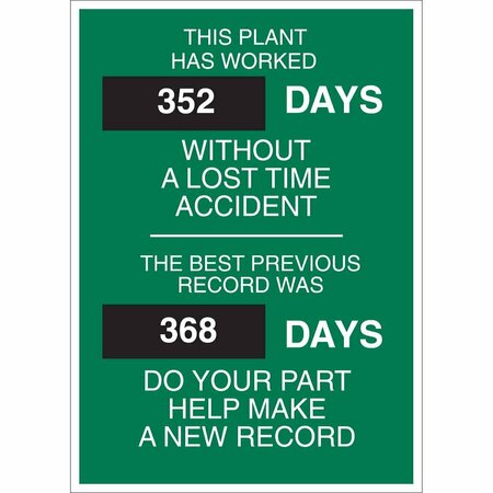 BRADY Safety Record Signs, 28X20", STL, ENG, Height: 28" 49115